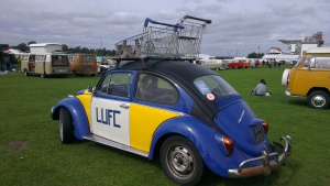 blue yellow white black beetle shopping trolley leeds united field of dreams