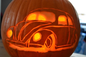 pumpkin vw beetle slammed halloween